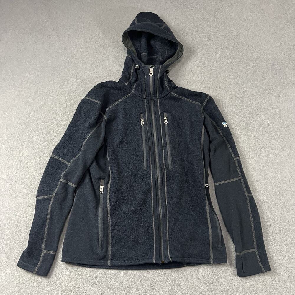 Kuhl Jacket Mens Large Blue Interceptr Hoody Fleece Sweater Full Zip Hiking
